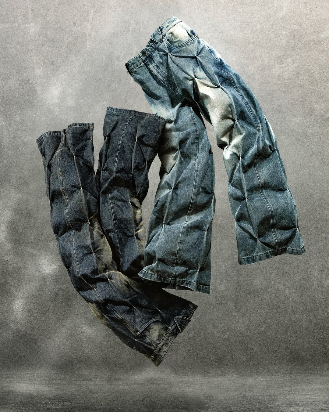 PADDED ZIP-UP HOODIE + DENIM PANTS