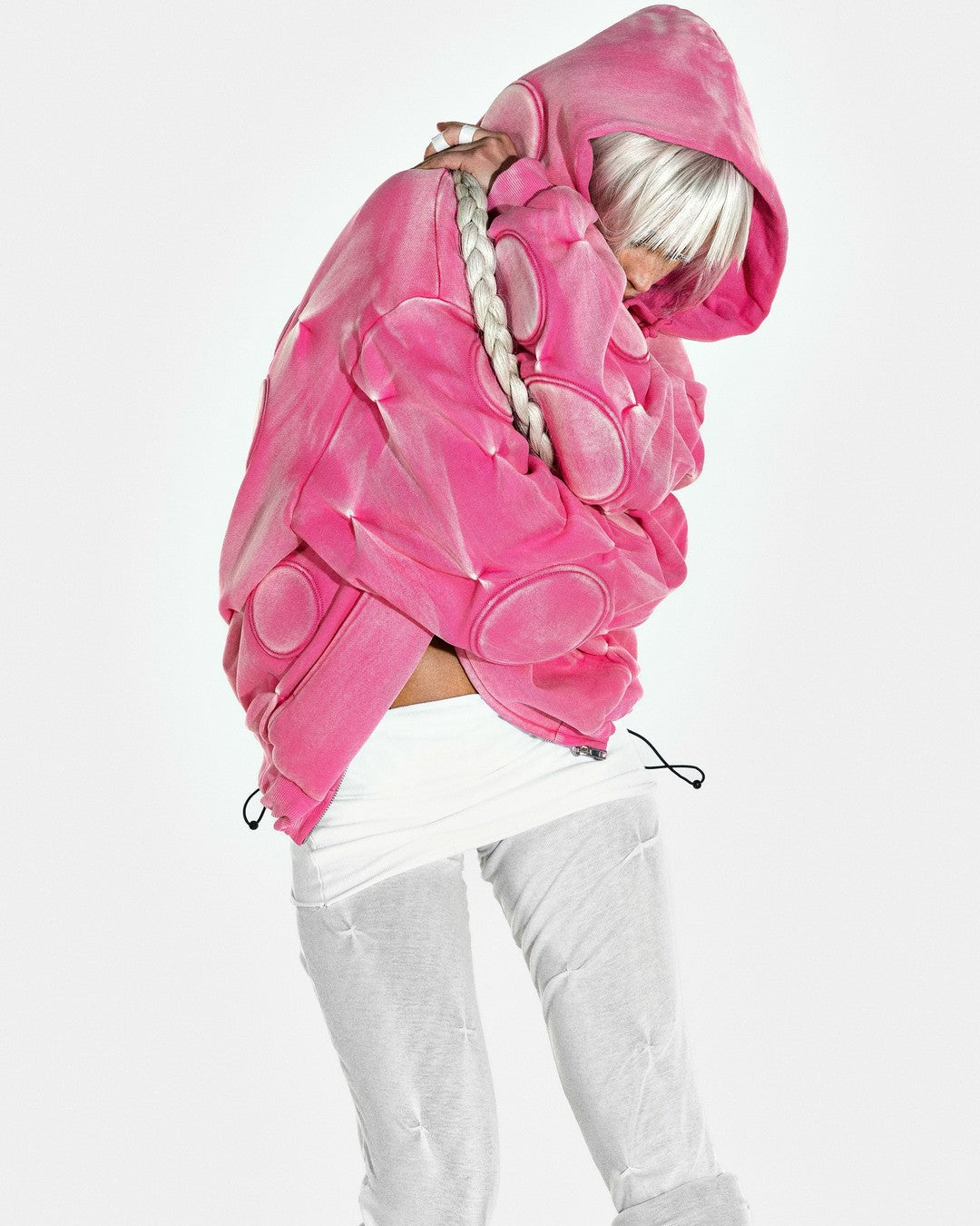PADDED ZIP-UP HOODIE + DENIM PANTS