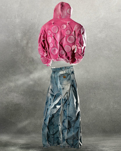PADDED ZIP-UP HOODIE + DENIM PANTS