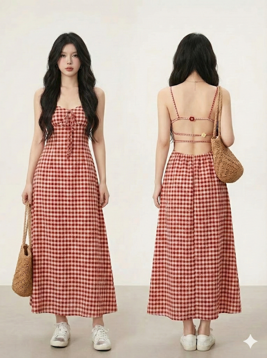 Vintage Style Red Plaid Dress